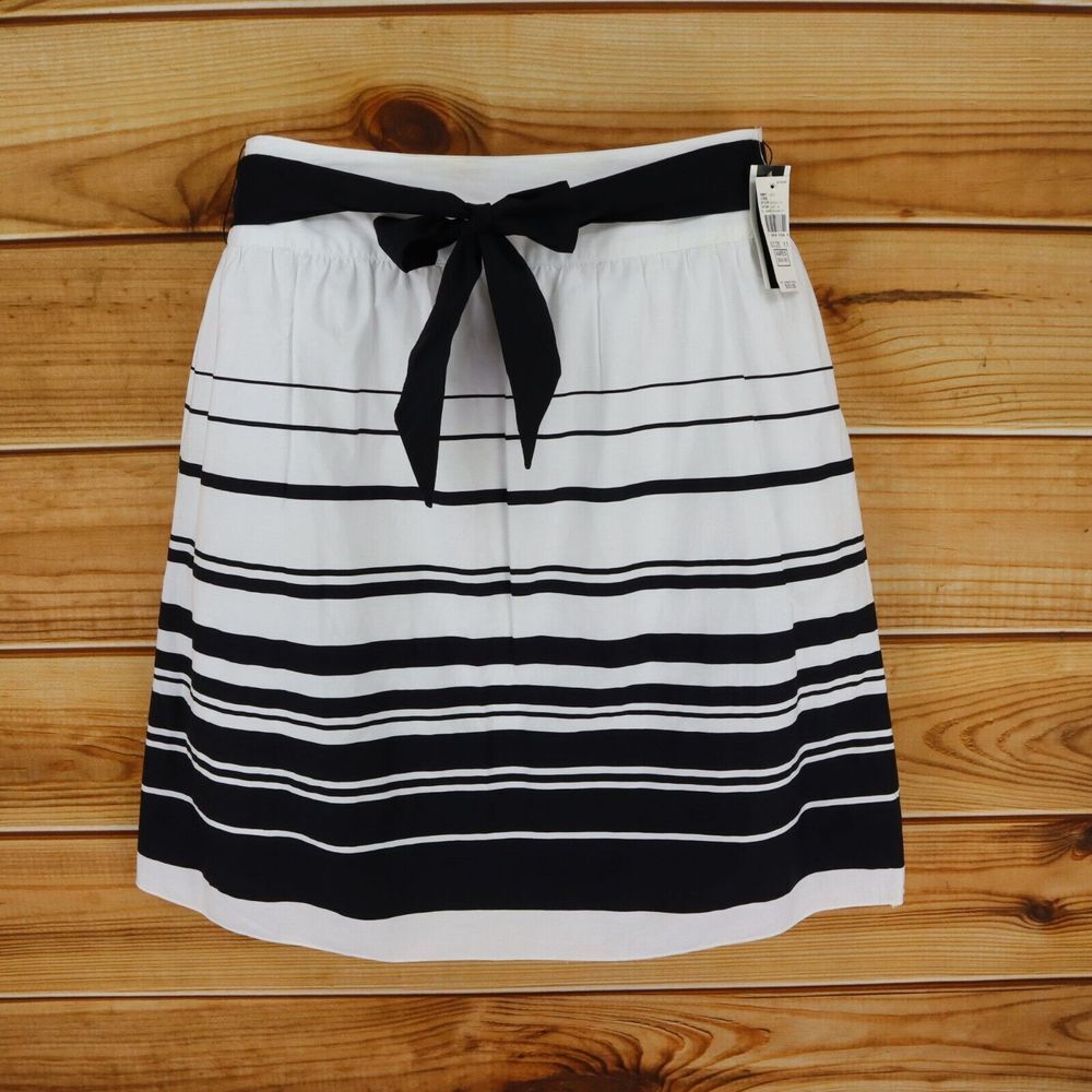 A. Byer Skirt Knee Length Junior Womens Sz 11 Black White Striped Belted Pleated